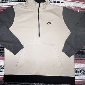 Nike Half-Zip Fleece Sweater | Beige, Cream, Black Color-Block | Classic & Clean